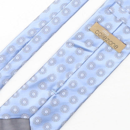 Mens Collezione Blue Geometric  Pointed Tie