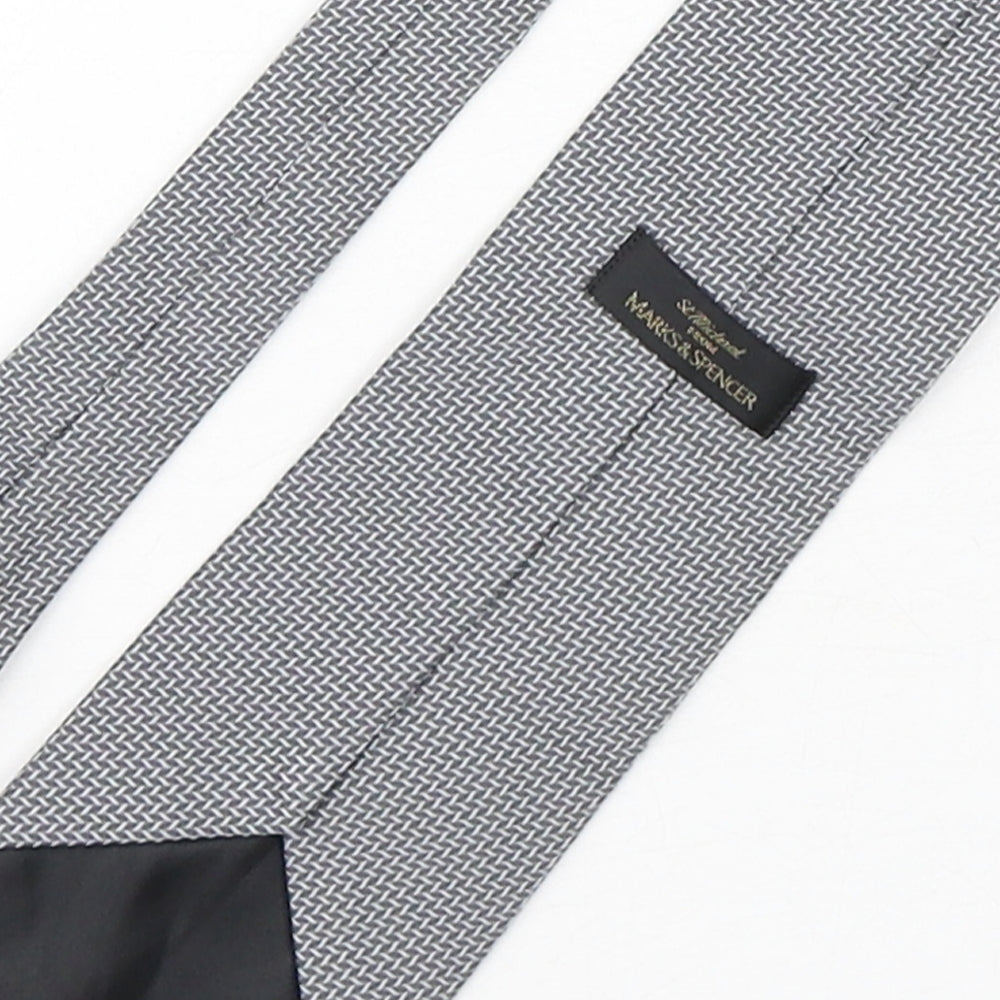 Marks and Spencer Mens Grey Geometric Polyester Pointed Tie One Size