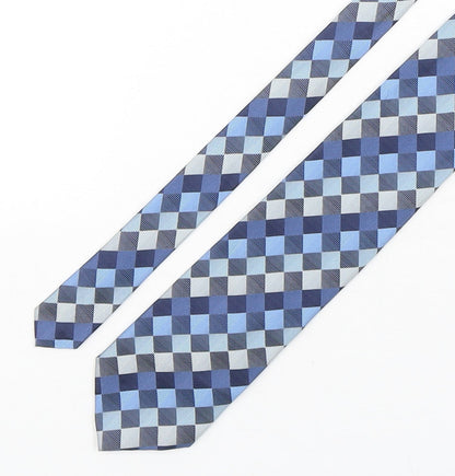 Marks and Spencer Mens Blue Plaids & Checks Silk Pointed Tie One Size