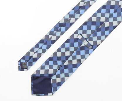 Marks and Spencer Mens Blue Plaids & Checks Silk Pointed Tie One Size