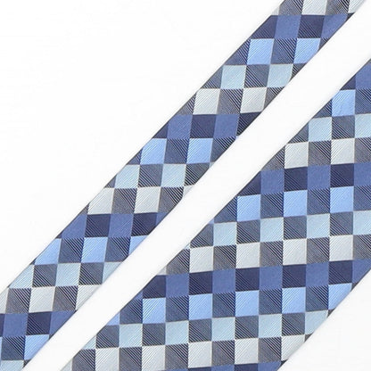 Marks and Spencer Mens Blue Plaids & Checks Silk Pointed Tie One Size