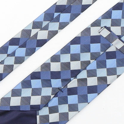 Marks and Spencer Mens Blue Plaids & Checks Silk Pointed Tie One Size