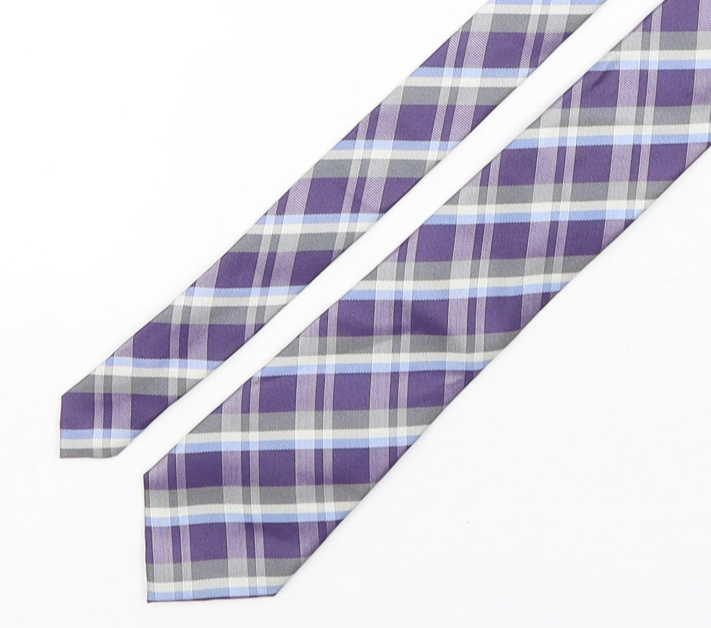 Marks and Spencer Mens Multicoloured Plaids & Checks Silk Pointed Tie One Size