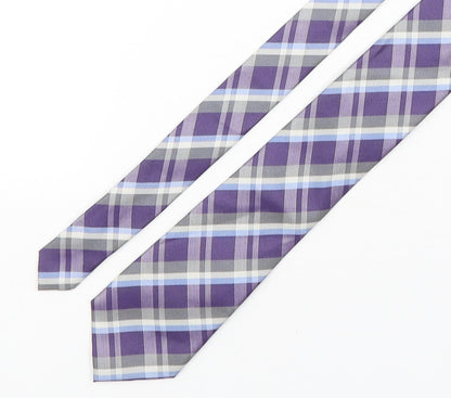 Marks and Spencer Mens Multicoloured Plaids & Checks Silk Pointed Tie One Size