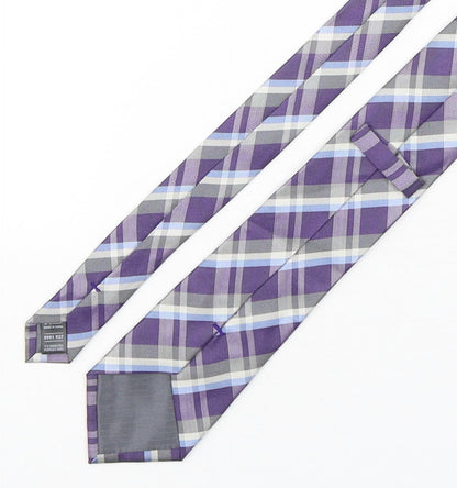 Marks and Spencer Mens Multicoloured Plaids & Checks Silk Pointed Tie One Size