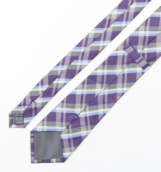 Marks and Spencer Mens Multicoloured Plaids & Checks Silk Pointed Tie One Size