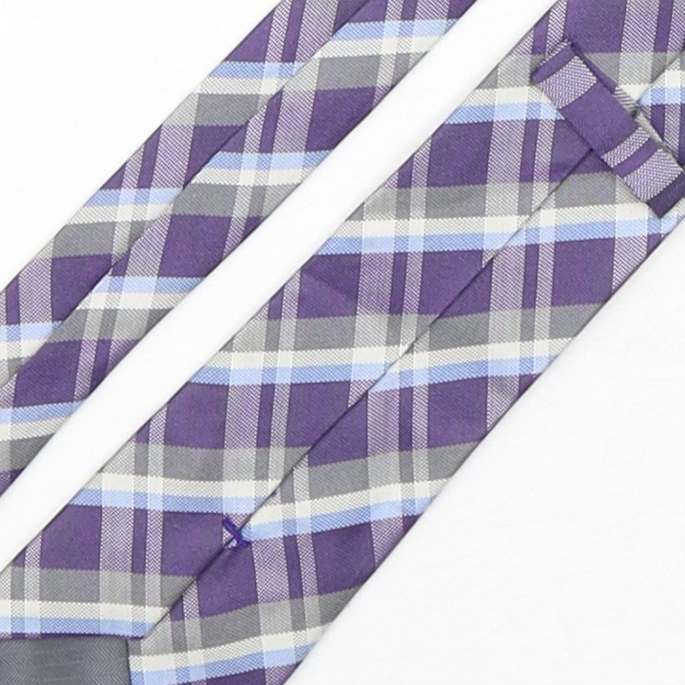 Marks and Spencer Mens Multicoloured Plaids & Checks Silk Pointed Tie One Size