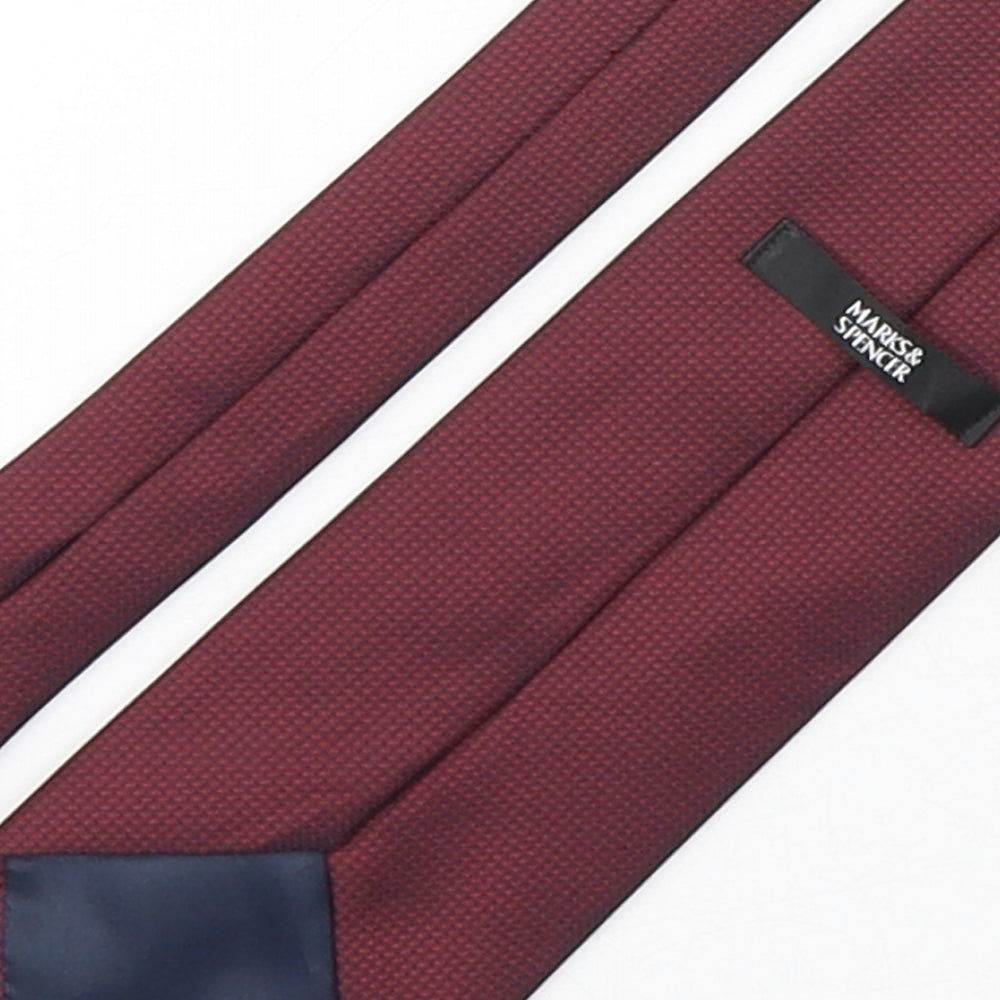 Marks and Spencer Mens Red Grenadine Polyester Pointed Tie One Size