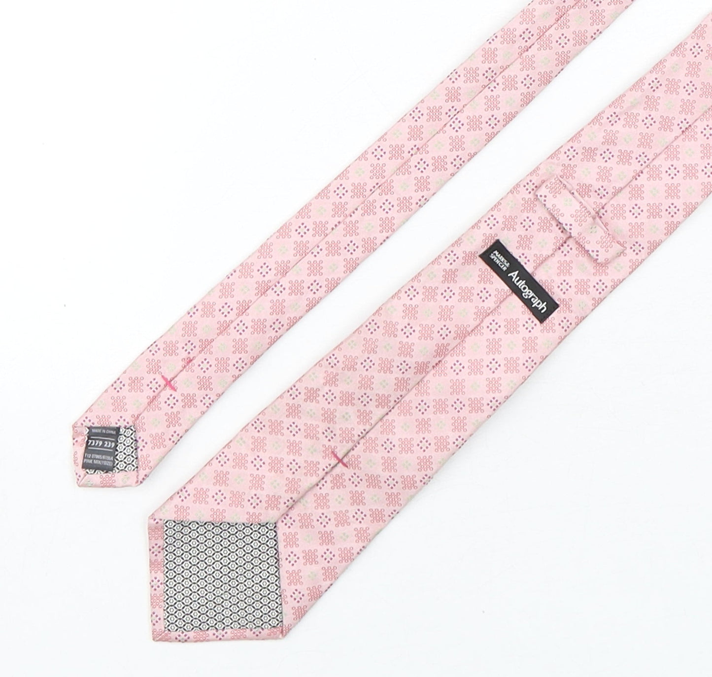 Autograph Mens Pink Geometric Silk Pointed Tie One Size