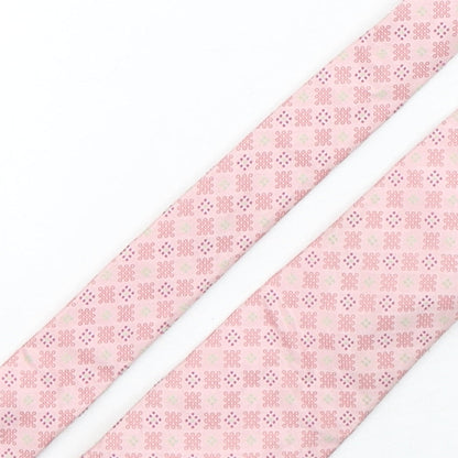 Autograph Mens Pink Geometric Silk Pointed Tie One Size
