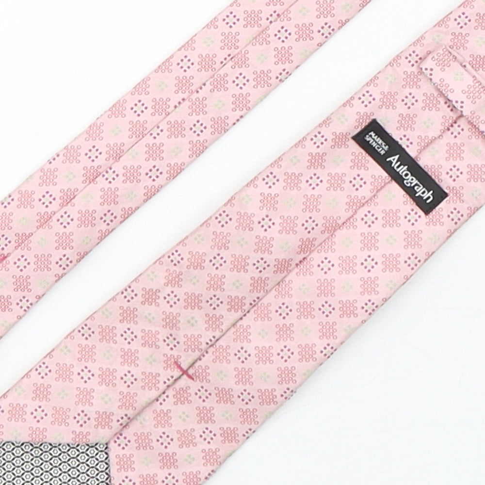 Autograph Mens Pink Geometric Silk Pointed Tie One Size