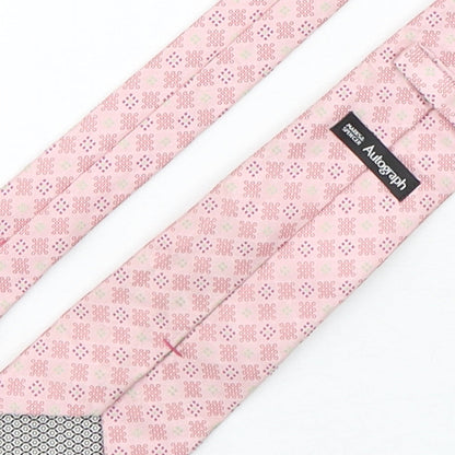 Autograph Mens Pink Geometric Silk Pointed Tie One Size