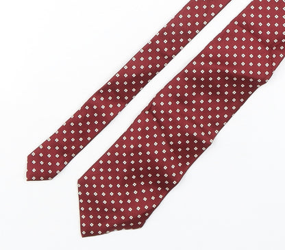 Marks and Spencer Mens Red Geometric Silk Pointed Tie One Size