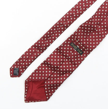Marks and Spencer Mens Red Geometric Silk Pointed Tie One Size