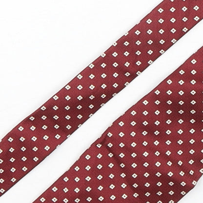 Marks and Spencer Mens Red Geometric Silk Pointed Tie One Size