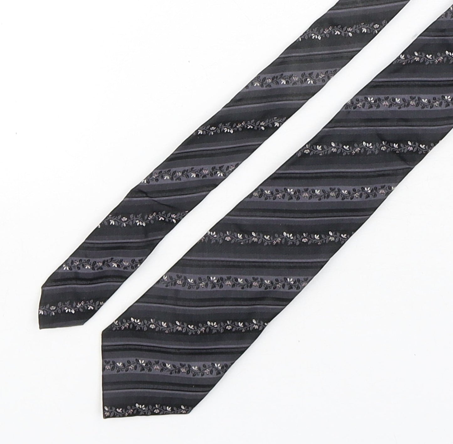 Autograph Mens Black Floral Silk Pointed Tie One Size