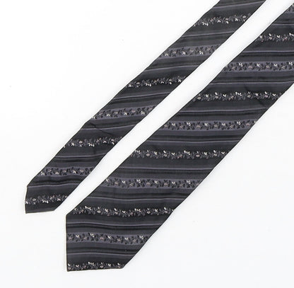 Autograph Mens Black Floral Silk Pointed Tie One Size