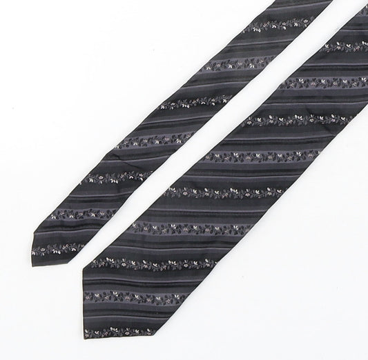 Autograph Mens Black Floral Silk Pointed Tie One Size