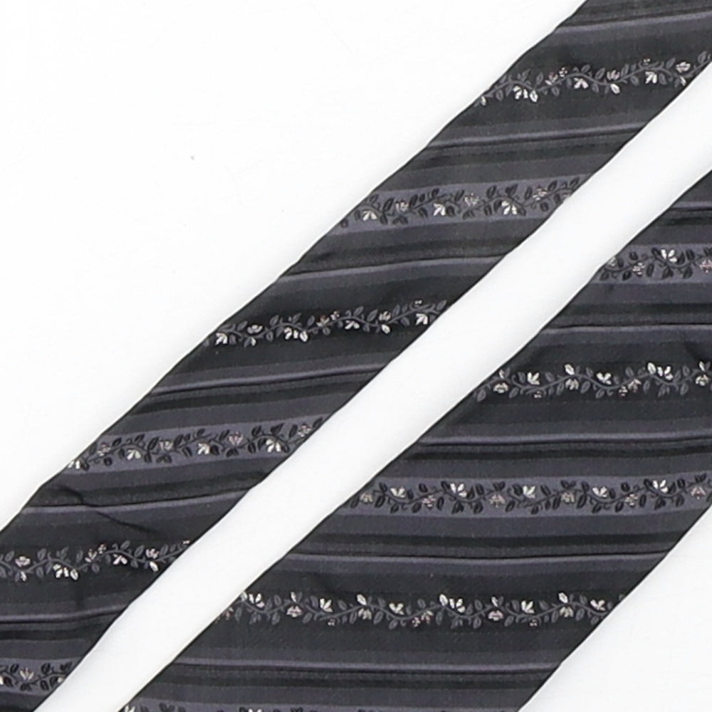 Autograph Mens Black Floral Silk Pointed Tie One Size