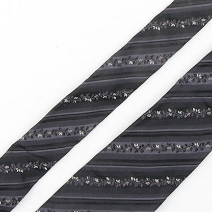 Autograph Mens Black Floral Silk Pointed Tie One Size