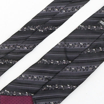 Autograph Mens Black Floral Silk Pointed Tie One Size