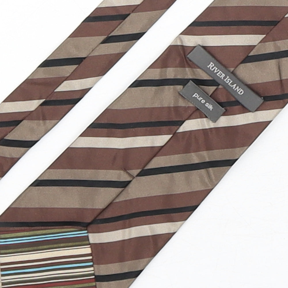 River Island  Mens Multicoloured Striped Silk Pointed Tie One Size