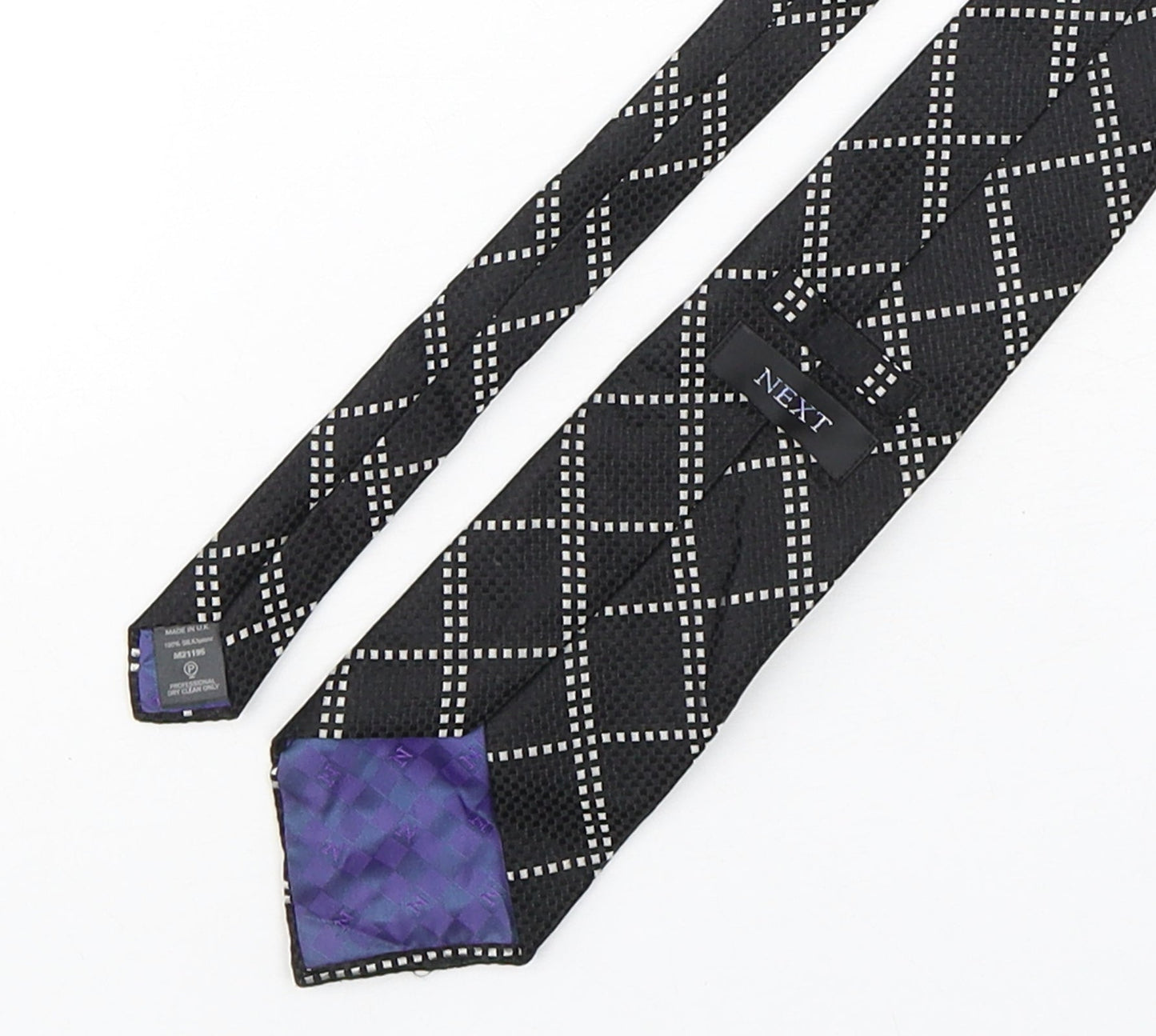 NEXT Mens Multicoloured Plaids & Checks Silk Pointed Tie One Size