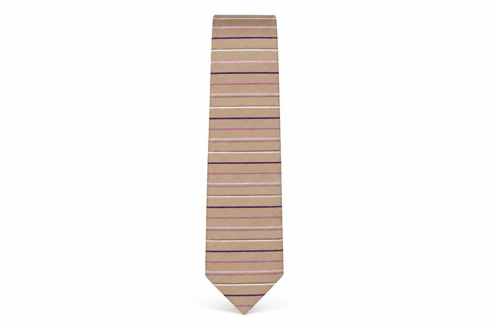 Front view of Van girls’ mens multicoloured striped silk pointed tie one size