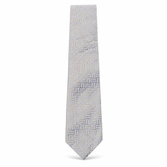 Front view of Ten men’s multicoloured geometric silk pointed tie one size