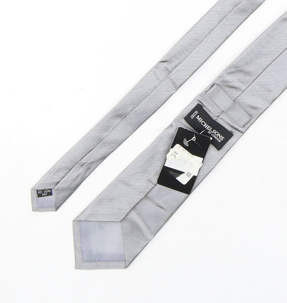 Michelsons Mens Grey  Silk Pointed Tie One Size