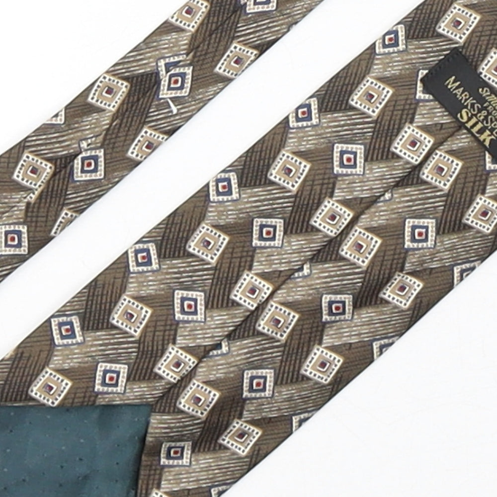 Marks and Spencer Mens Multicoloured Geometric Silk Pointed Tie One Size
