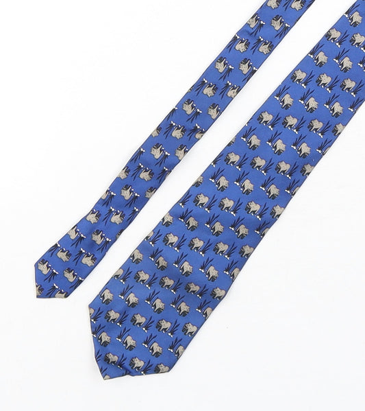 Front view of Cabouchon men’s multicoloured geometric silk pointed tie one size - hippo
