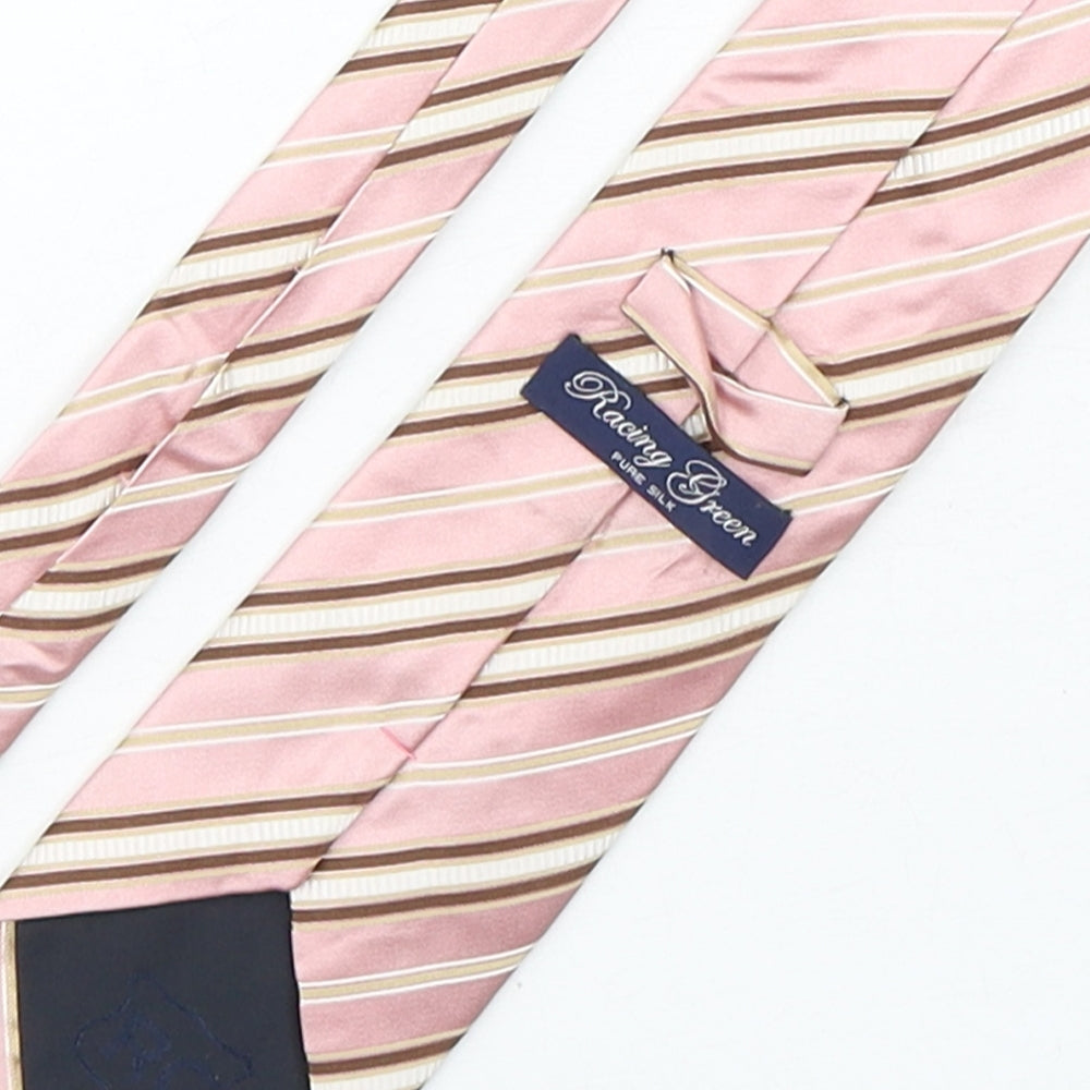 Racing Green  Mens Multicoloured Striped Silk Pointed Tie One Size