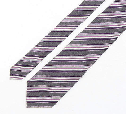 Marks and Spencer Mens Multicoloured Striped Silk Pointed Tie One Size