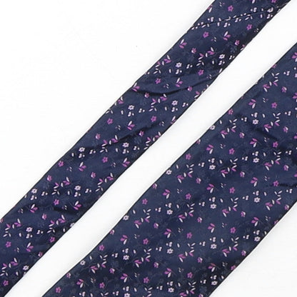Marks and Spencer Mens Blue Floral Silk Pointed Tie One Size