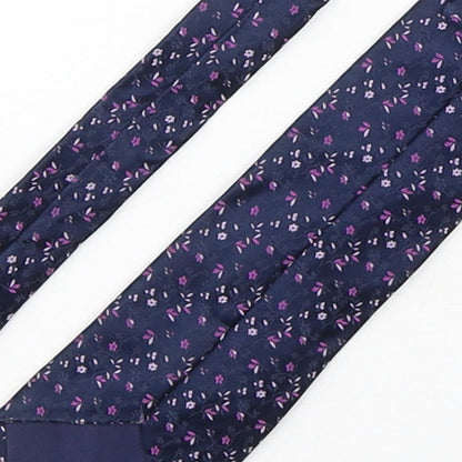 Marks and Spencer Mens Blue Floral Silk Pointed Tie One Size
