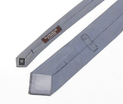 Mens Duffer Grey Striped  Pointed Tie