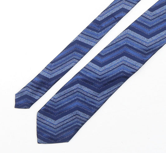Soprano Mens Blue Geometric Silk Pointed Tie One Size