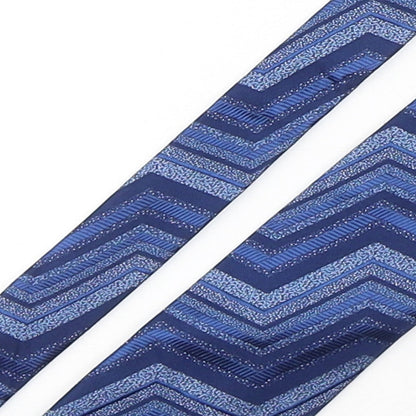 Soprano Mens Blue Geometric Silk Pointed Tie One Size