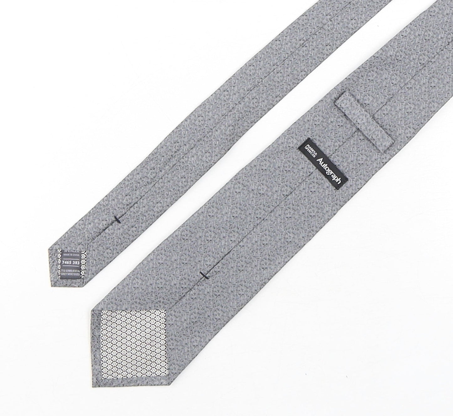 Autograph Mens Grey Geometric Silk Pointed Tie One Size