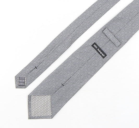 Autograph Mens Grey Geometric Silk Pointed Tie One Size