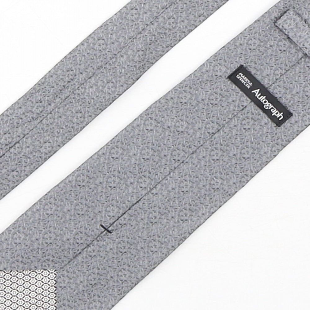 Autograph Mens Grey Geometric Silk Pointed Tie One Size