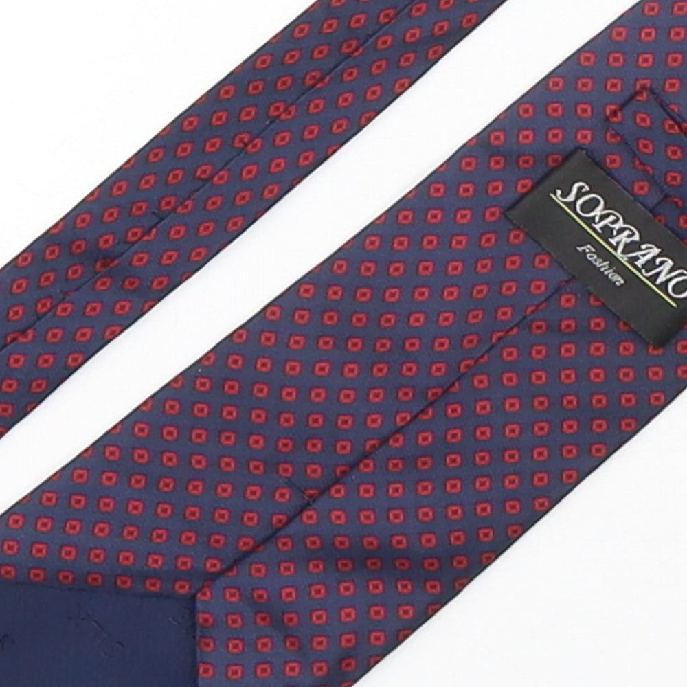 Soprano Mens Multicoloured Geometric Silk Pointed Tie One Size