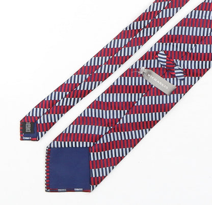 Michaelis  Mens Multicoloured Striped Silk Pointed Tie One Size