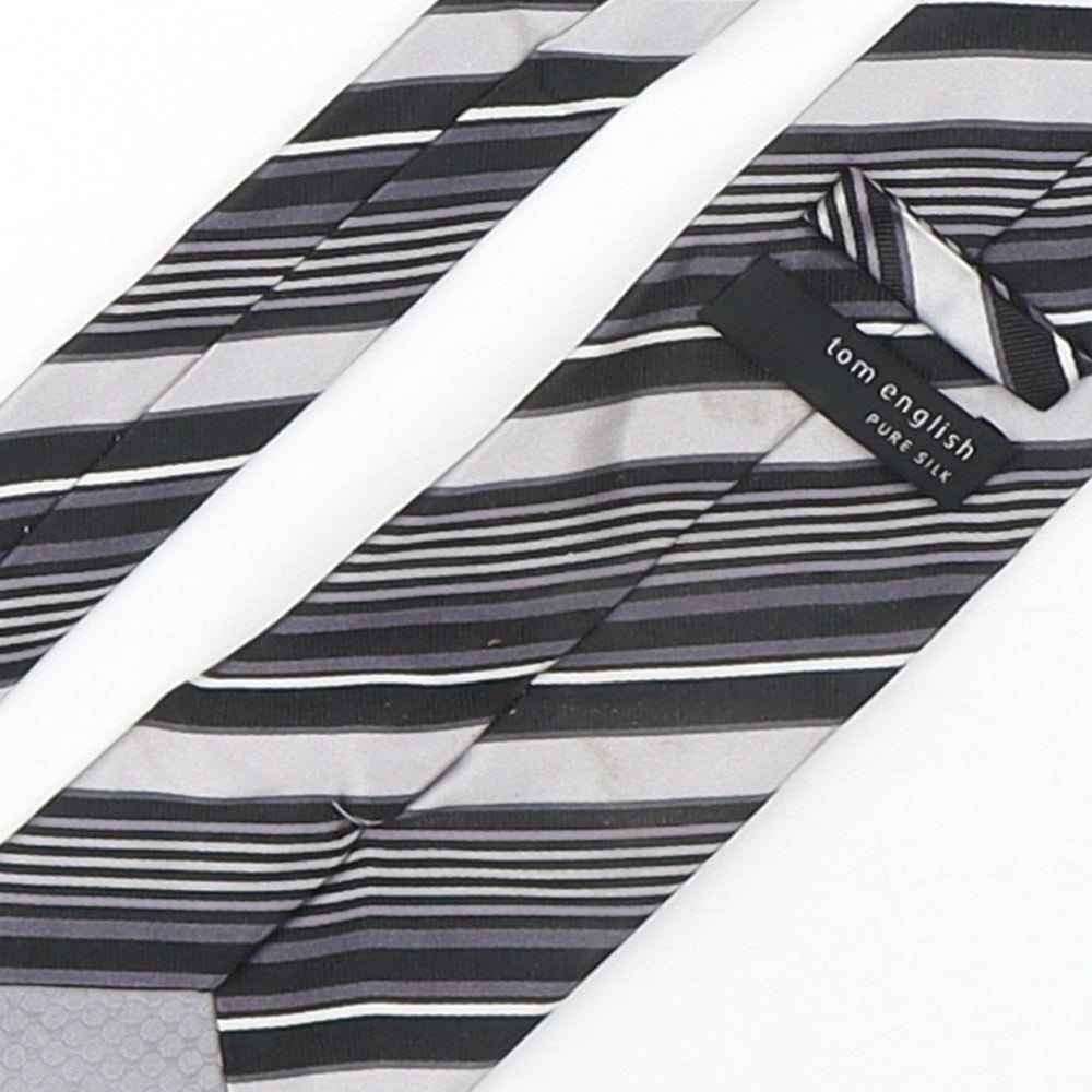 Tom English  Mens Multicoloured Striped Silk Pointed Tie One Size