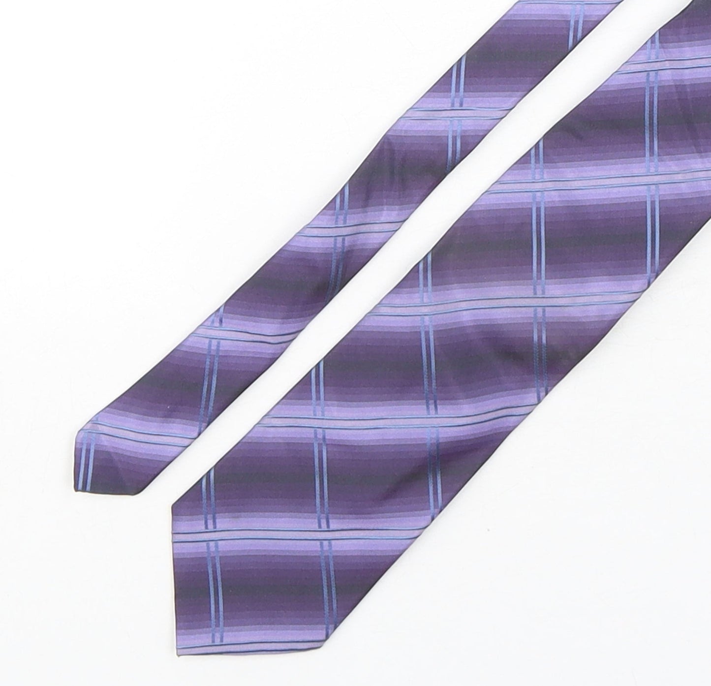 NEXT Mens Purple Plaids & Checks Silk Pointed Tie One Size