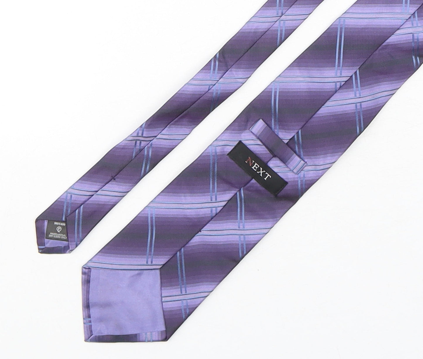 NEXT Mens Purple Plaids & Checks Silk Pointed Tie One Size