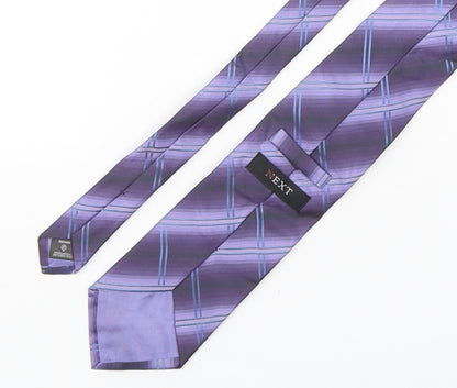 NEXT Mens Purple Plaids & Checks Silk Pointed Tie One Size