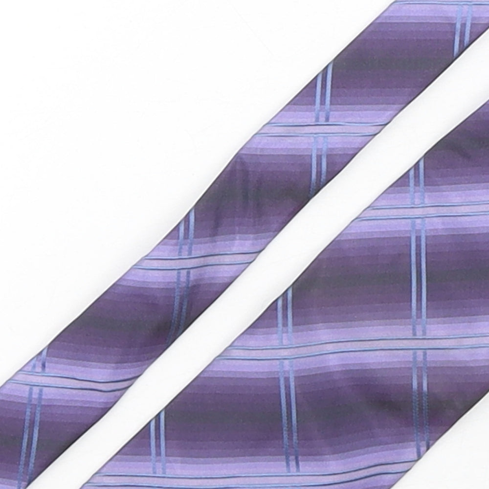 NEXT Mens Purple Plaids & Checks Silk Pointed Tie One Size
