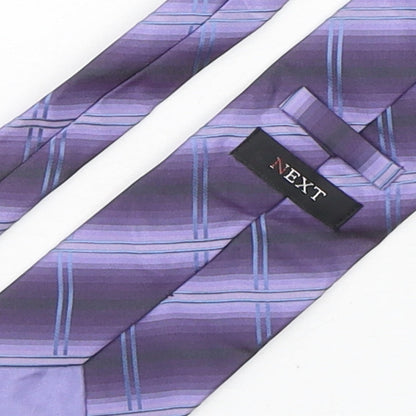 NEXT Mens Purple Plaids & Checks Silk Pointed Tie One Size